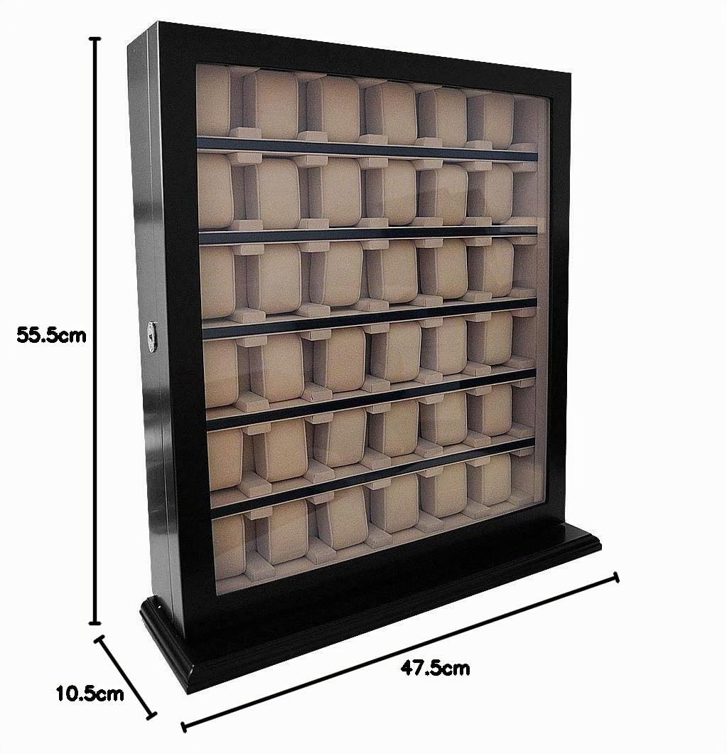Meyer & Söhne Orig Uhrenvitrine Tischvitrine für 36 Uhren schwarz