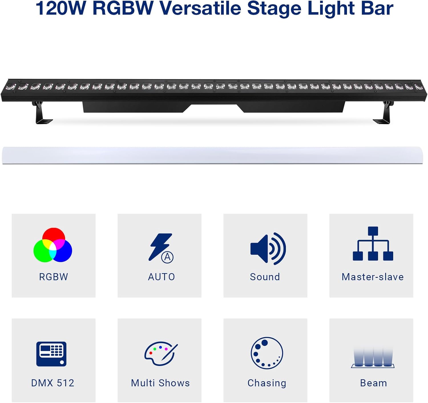 LED Stage Wash Light Bar - OPPSK 120W 36LEDs RGBW DMX Light Bar with Detachable Cover Chasing Function 41 Static Colors & 56 Shows LED Beam Light for Wedding Church DJ Live Events Stage Lighting