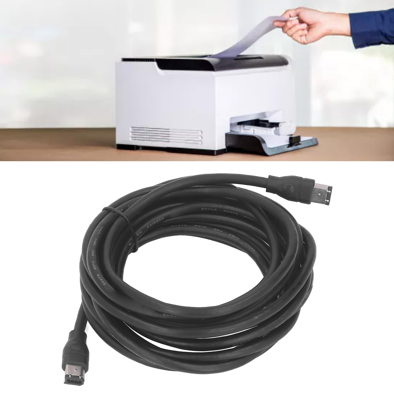 Cuifati Cable Firewire DV, Cable Firewire Premium de Alta Velocidad, 6 Pines Macho a 6 Pines Macho IEEE1394 Cable Firewire para Videocámara Cámara Digital Impresora 14.8 Pies