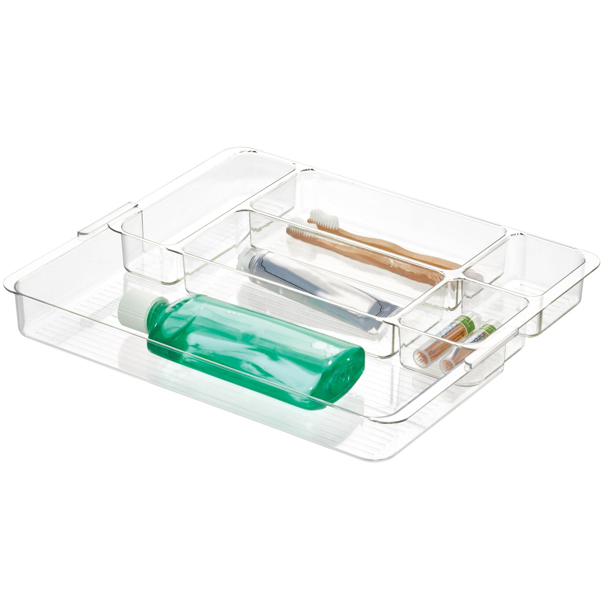iDesign Organiseur de tiroir de maquillage extensible - Plateau transparent pour ranger des cosmétiques ou des bijoux