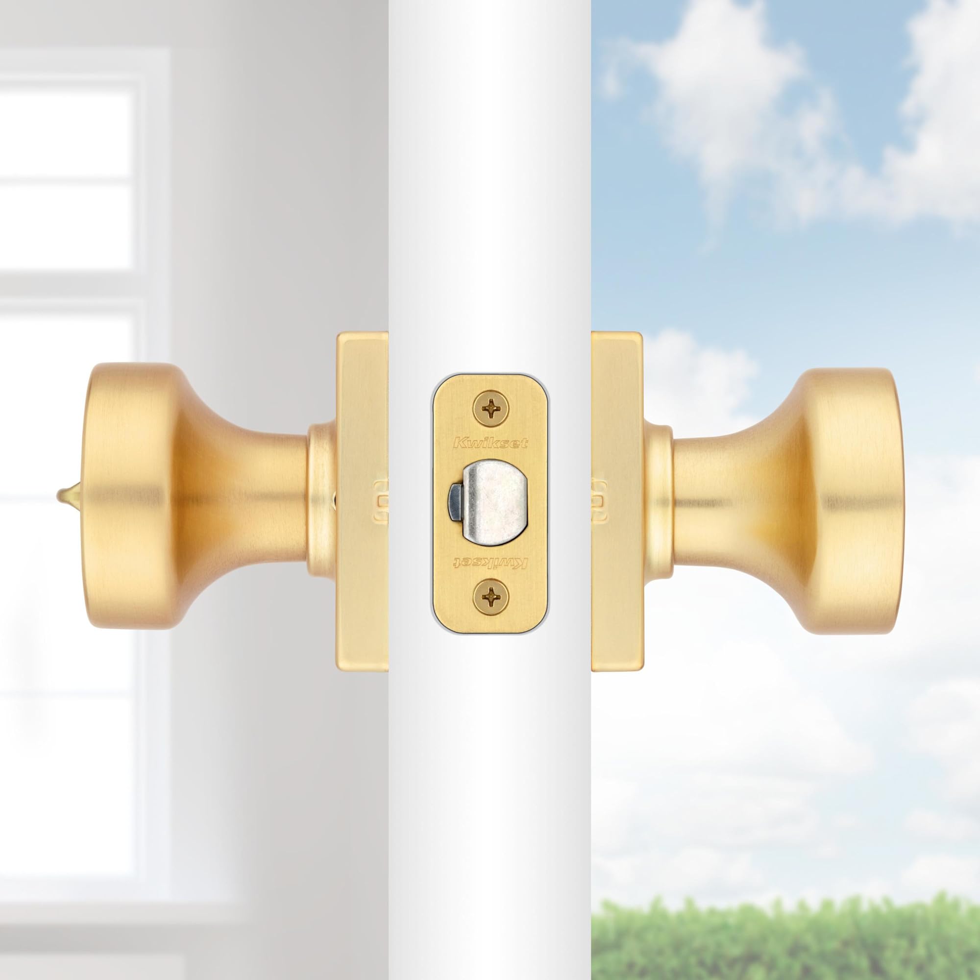 Kwikset 740PSKSQT-26DS 740PSKSQT-S Pismo - Juego de pomos para puerta de entrada con llave de un solo cilindro con rosa cuadrada y llave inteligente