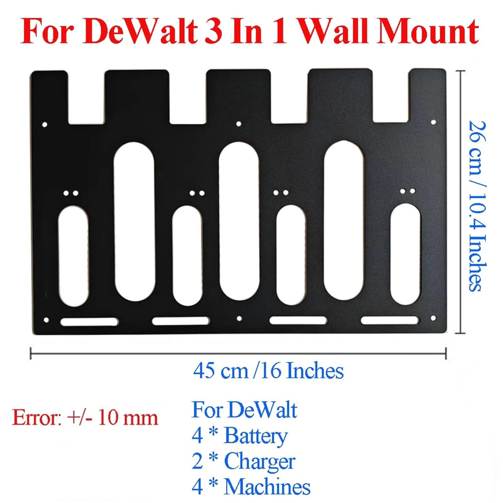Générique Support de montage mural multifonctionnel pour DeWalt, support boîtier batterie, chargeur, outil électrique, perceuse, stockage fixe DCB112 DCB118 DCB206 studio