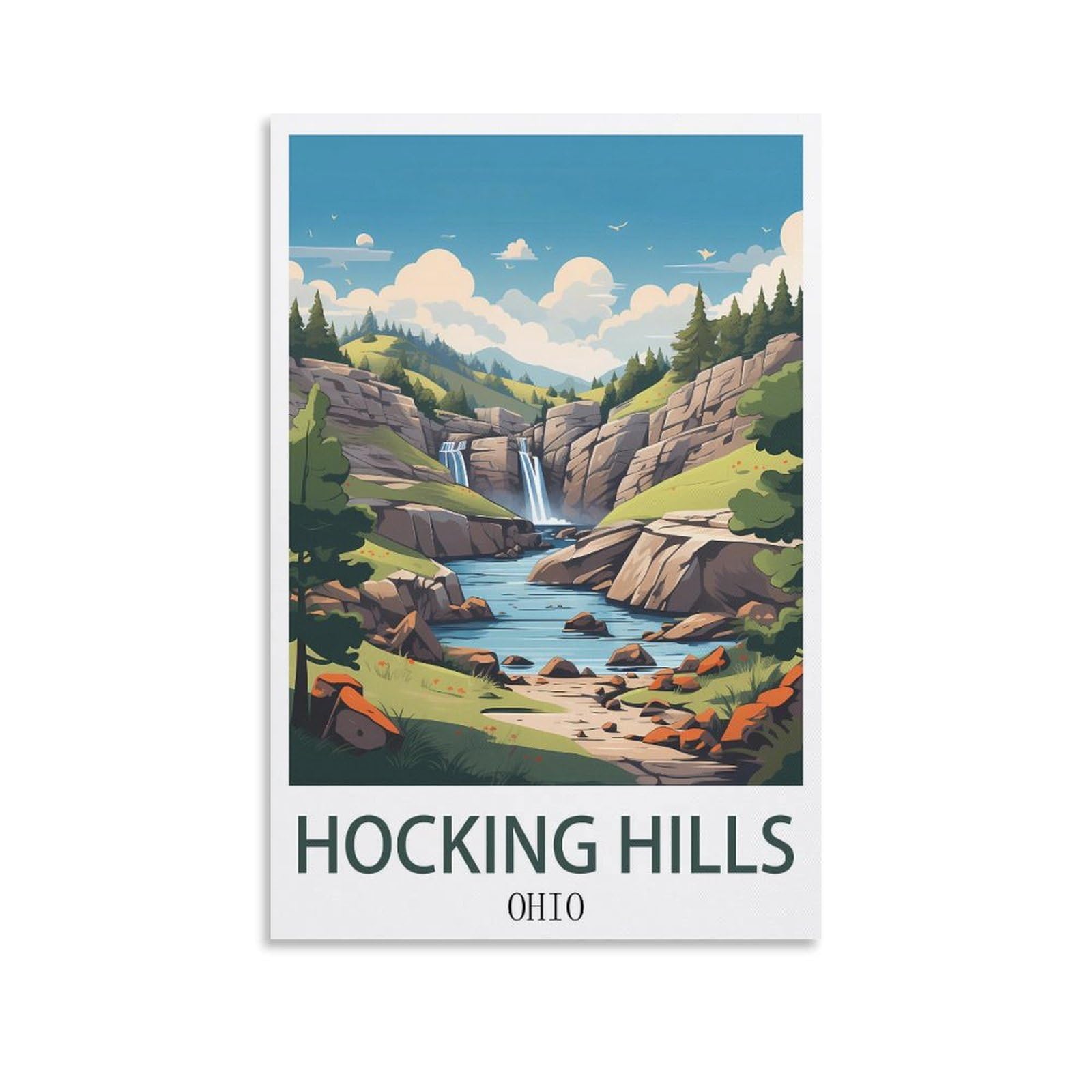 EZMLFA 5D Diamond Art Kits for Beginner,Hocking Hills Ohio Kits for Adults and Kids, Full Drill Round Rhinestone Paint with Diamonds,DIY 5D Diamond Art 50x60cm