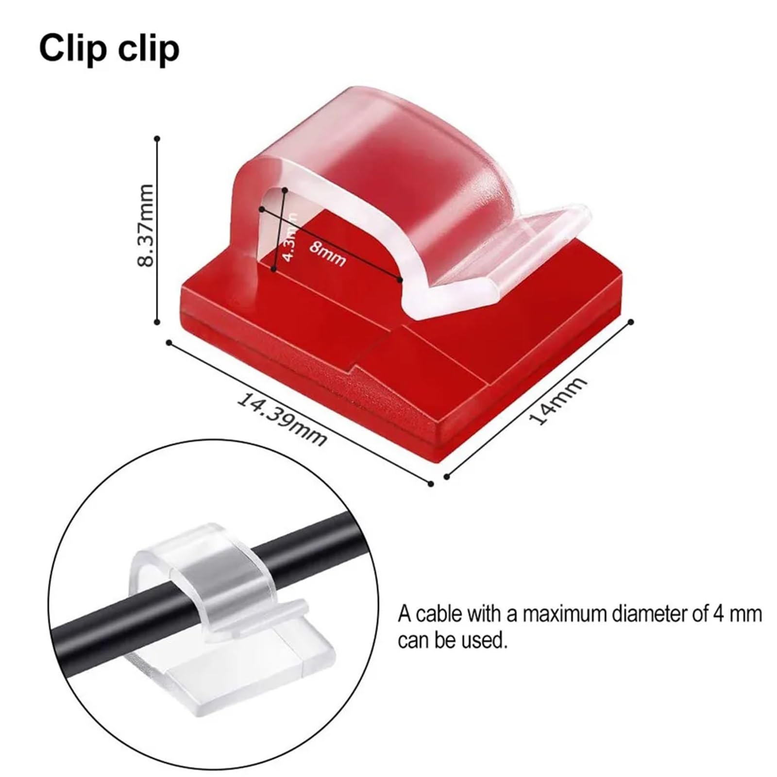 Clips de cable autoadhesivos, clips de cables, organizador de cables autoadhesivos, accesorios para coche, oficina, organizador de luces al aire libre (negro, 100 unidades)