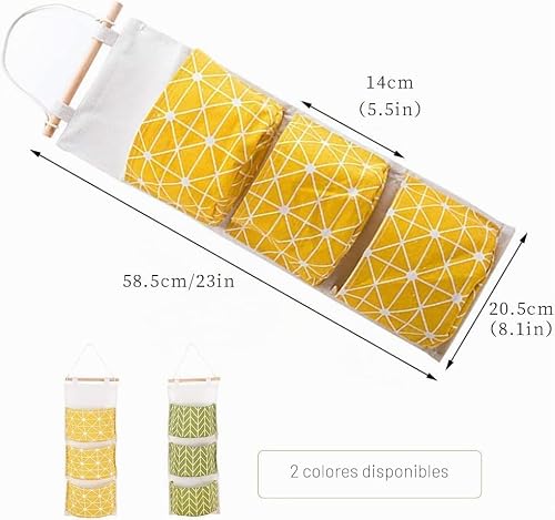 Miniatura 3 de Funincrea Bolsa De Almacenamiento Colgante Con 3 Bolsillos, 3 Pisos Práctica Bolsa Colgante Pared De Lino, Organizador Colgando Impermeable Organizador De Tela Para Puerta Para Dormitorio Gris
