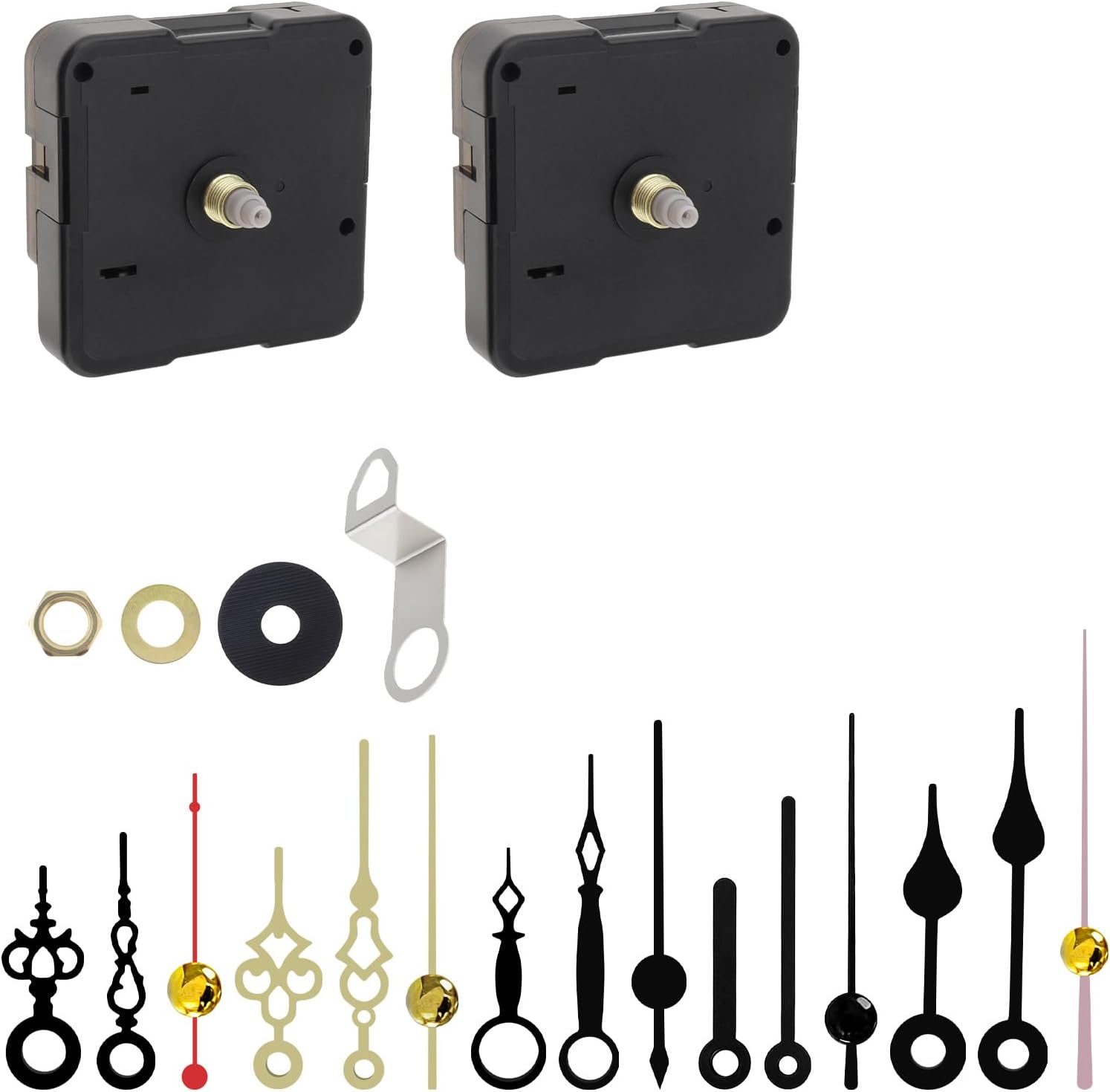 2 Sets 13 mm Shaft 5 mm Thread Quartz Silent Sweep Seconds Clock Movements Kit