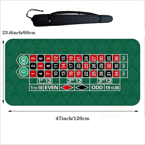 Miniatura 2 de Tapete de ruleta, 47 x 23.6 pulgadas, portátil, estilo casino, con bolsa de transporte para casino, fiesta, entretenimiento en casa