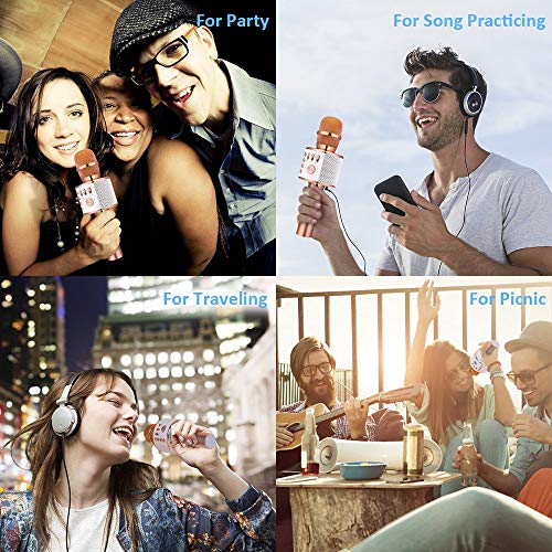 Ankuka Bluetooth Karaoke Microphone, Handheld Wireless Singing Karaoke Machine, Portable Mic Player Gifts for Christmas Birthday Home Party (Rose Gold)
