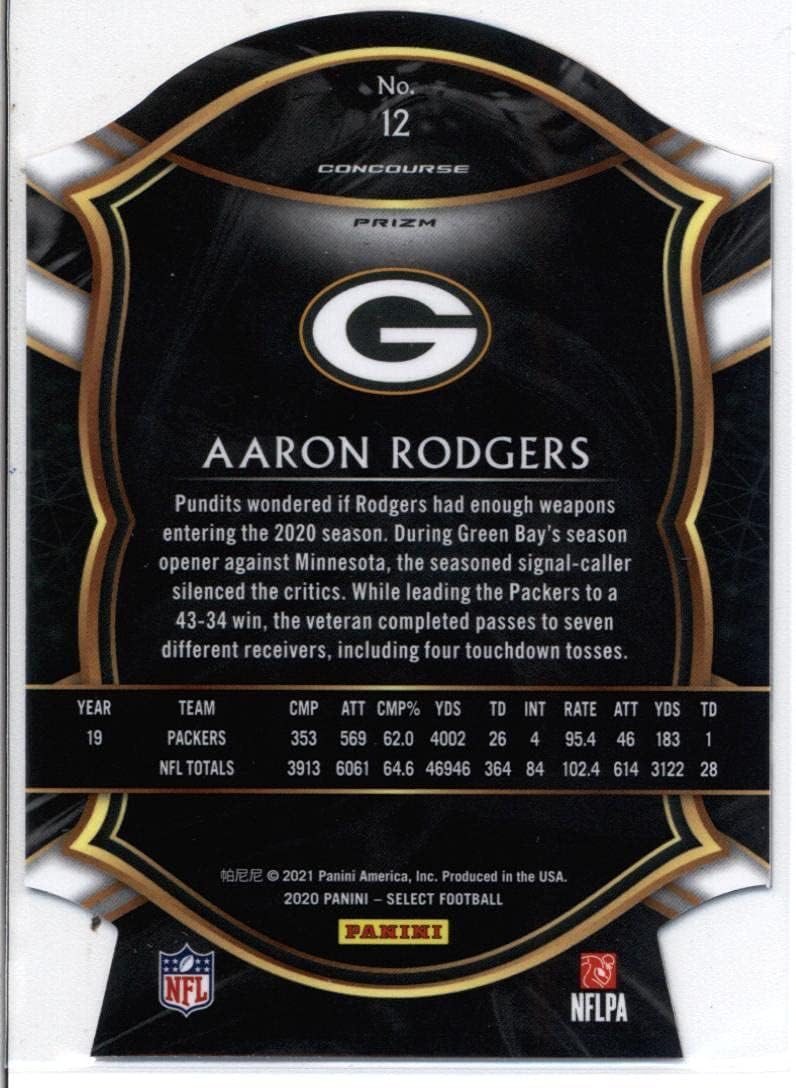 2020 Panini Select Zebra Prizm Die-Cut #12 Aaron Rodgers Green Bay Packers Concourse NFL Football Card NM-MT