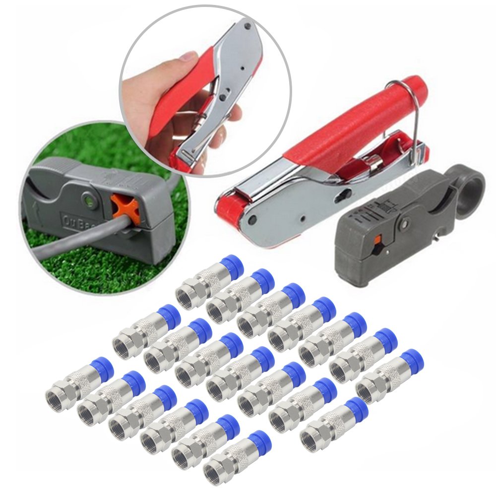 Coax Cable Crimper, KISENG Coaxial Compression Tool Kit Coaxial Cable