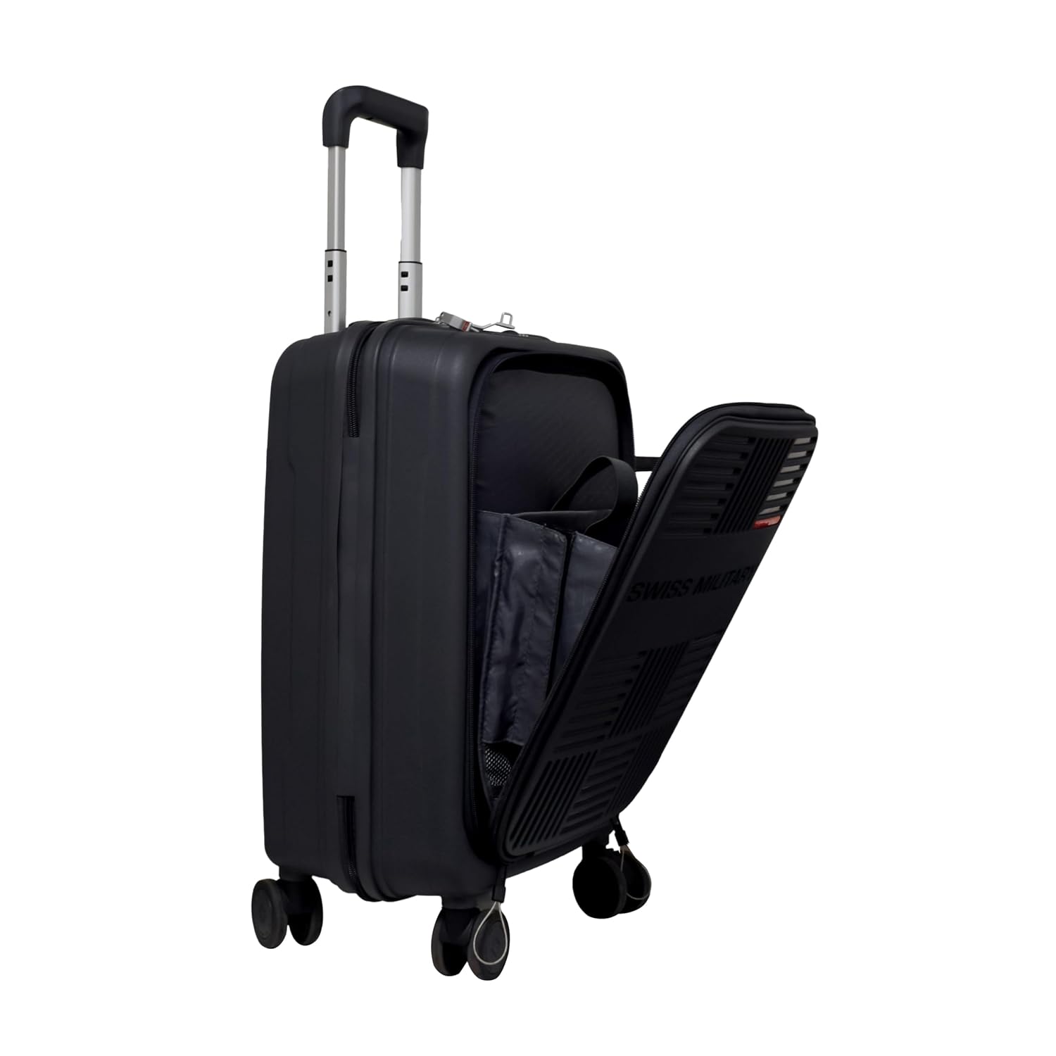 Swiss Military Spectra Hardtop 20-Inch Trolley Bag with Laptop Compartment for Men Women, Cabin Luggage Rotatable 360° Wheels Suitcase, Dual Lock, Push Handle, 48L Travel Stroller (55cm)-Black Swiss Military Spectra Hardtop 20-Inch Trolley Bag with Laptop Compartment for Men Women, Cabin Luggage Rotatable 360° Wheels Suitcase, Dual Lock, Push Handle, 48L Travel Stroller (55cm)-Black