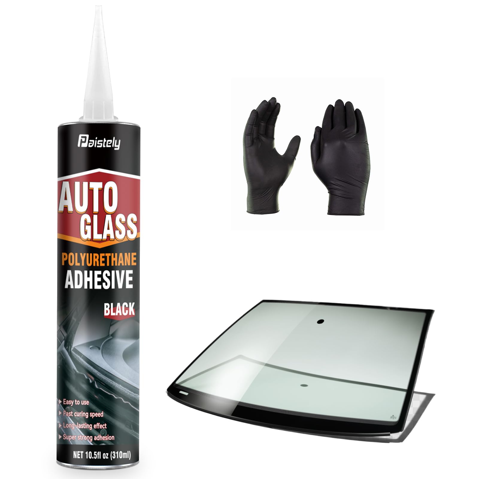 Windshield Sealant Black 310ml, Fast Cure Windshield Adhesive, High Strength Polyurethane Sealant, Suitable for Vehicles and RV