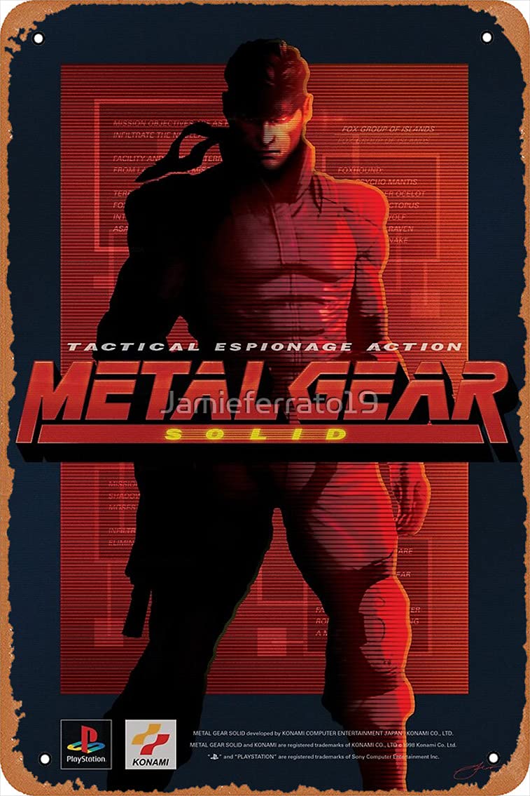ARKING Wall Decor Sign - Metal Gear Solid Snake Poster/Print Poster - 8X12 Inch Vintage Look Metal Sign,Bar, Man CAVE Art Decoration