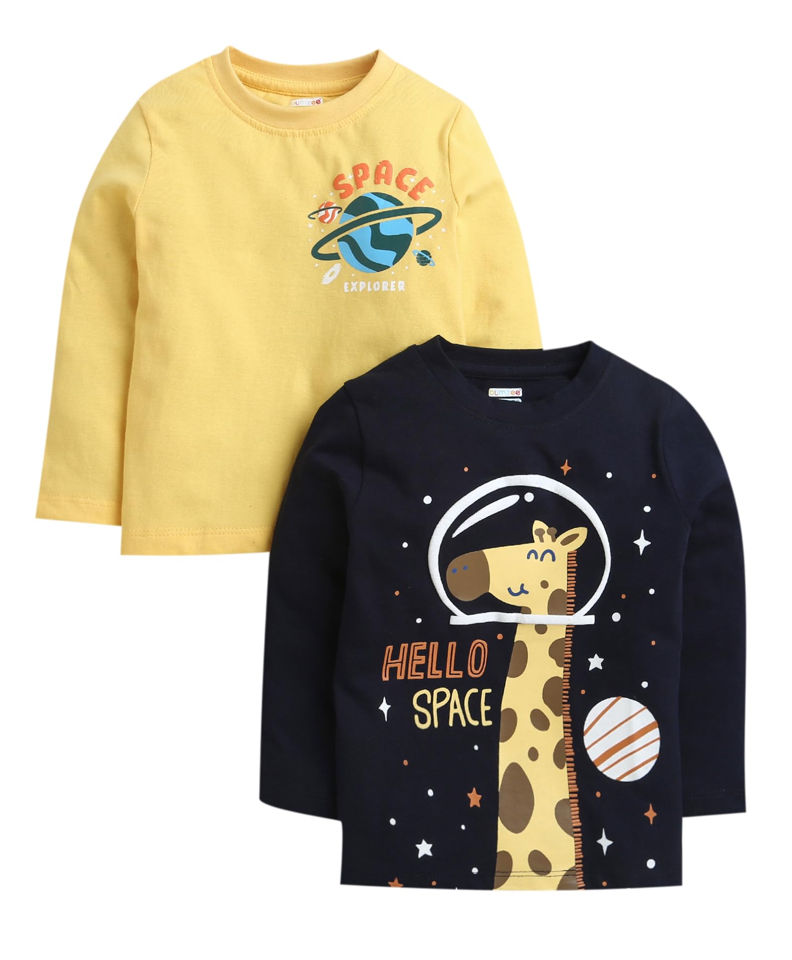BUMZEE Peb9928 T-Shirts für Jungen, Baumwolle, normale Passform, volle Ärmel, 2er-Pack