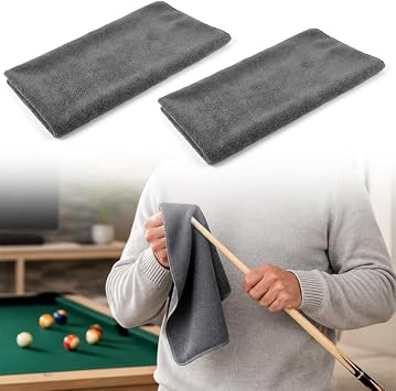 2 Pack Billiard Cue Towel - Premium Microfiber Pool Cue Clean Towel Maintenance Accessories - Pool Cue Stick Slicker Shaft Cleaning & Polishing Cloth
