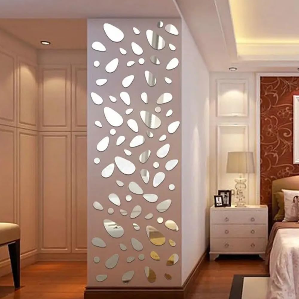 SSyang 32 Stuks Diamant Spiegel Muurstickers Acryl 3D Spiegel Muursticker Zelfklevende DIY Behang Spiegel Muursticker Spiegel Tegels Kunst Decoratie Behang,50 * 100cm,voor Thuis Woonkamer(Zilver