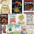 Pating Seasonal Garden Flags Set of 12 Double Sided 12 x 18 Inch, Small Yard Flags for Outside, Christmas Halloween Easter Valentine's Day Outdoor Decor, Holiday Garden Decorations for All Seasons