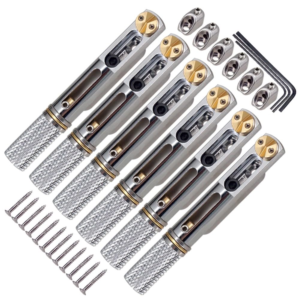 Puente de guitarra sin cabeza para guitarras eléctricas de repuesto de 6 cuerdas, kit de accesorios de trémolo de metal con tornillos y llave, estable para un rendimiento de mano de obra fina