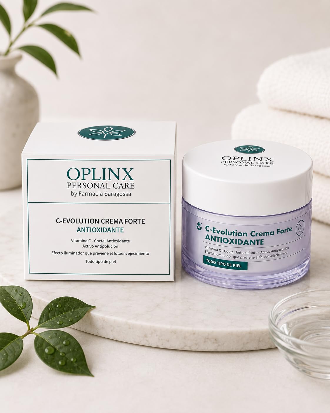 OPLINX C-Evolution Crema Forte Antioxidante, Vitamina C, Activo Antipolución, Todo Tipo de Piel
