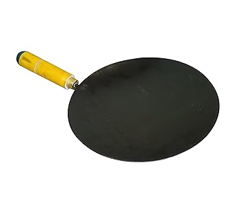 Iron Handle Tawa | 9 Inch | 0.8 KG | Thickness 2 mm | Concave |100% Pure Iron | Chapati Tawa | Wooden Handle