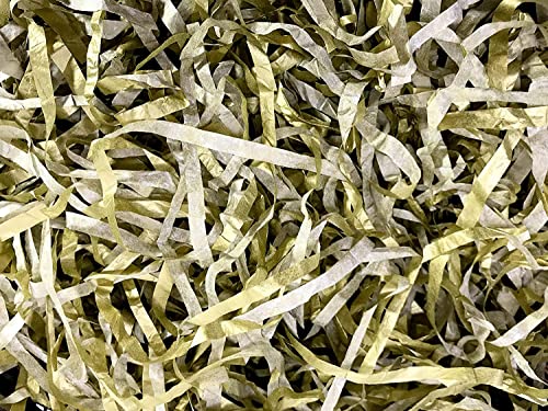 Image of Eco Sarras Confitti Shredded Paper Crinkle Grass Strips for Gift Tray Hamper Packaging, Box Filler, Basket Filler, Christmas Festival Decoration Paper (1 KG, Metallic Gold)