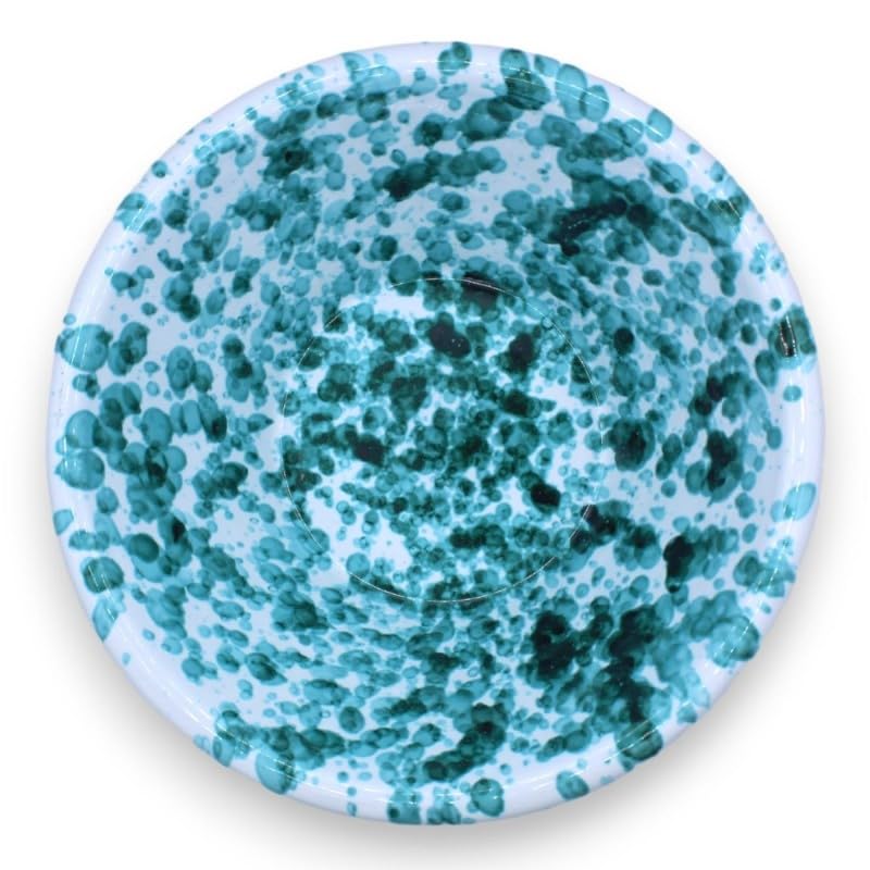 SICILIA BEDDA CAPACI Lemmo, Ciotole in Ceramica Siciliana Decoro Screziato verderame, Varie opzioni Dimensione (1 pz) - Misura: Ø 25 cm