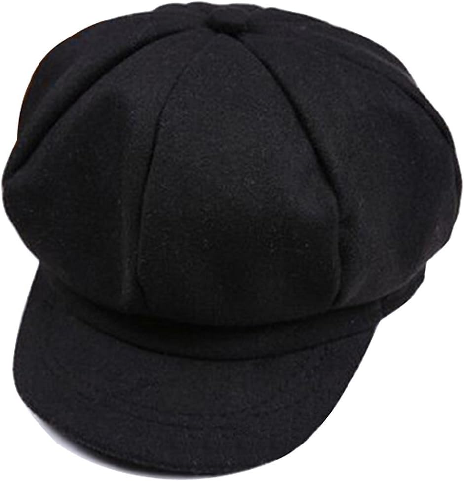 Retro Style Baker Boy Flat Cap Visor Beret Newsboy Cap Kids Winter Hats Black