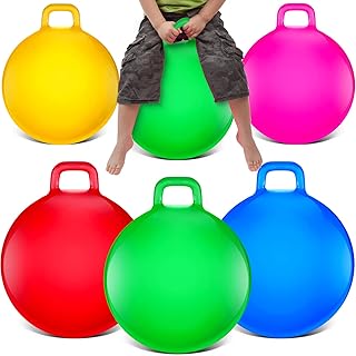 6 Pcs Hopper Ball with Handle Bouncing Ball Big Bouncy Balls Hopping Toys Inflatable Hop Ball Toys Jumping Ball for Boys Girls Gifts Jumping Sport Party Favors (Solid Style,18 Inch, 22 Inch)