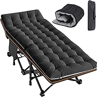 Vista 14 de Slsy Cuna de campamento con colchón de espuma viscoelástica de 2 pulgadas, cama plegable acolchada mejorada con bolsa de transporte, catre de dormir