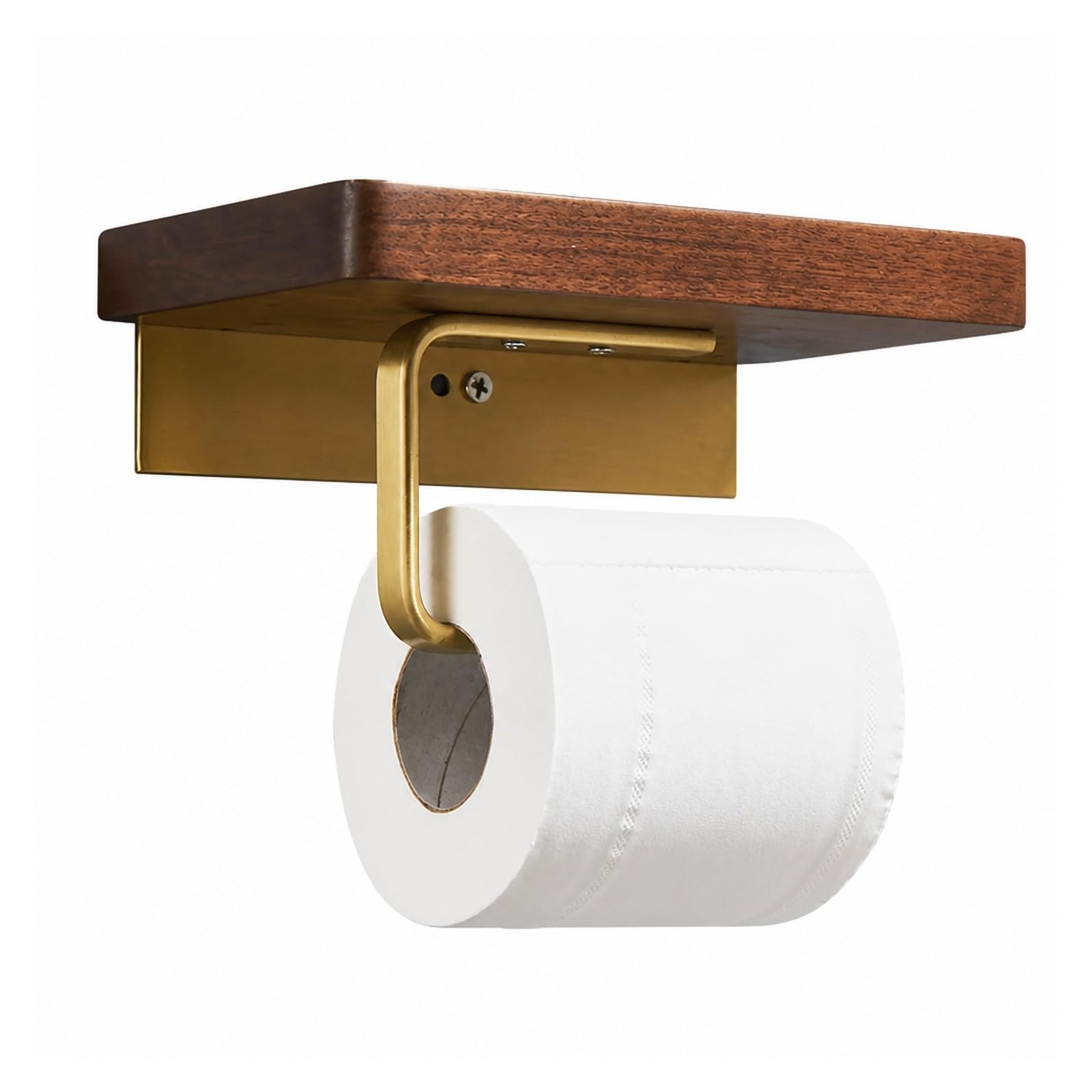 HLTYGWX Portarotolo, Portarotolo, Portarotolo a Parete in Legno, Ottone, per Bagno