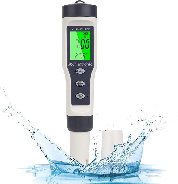 PH Meter, 4-in-1 PH/TDS/EC/Temperature Water Quality Tester, LCD Green Backlight Display Water Quality Tester for Aquarium/Hydroponics/Drinking Water/Pool/Pond