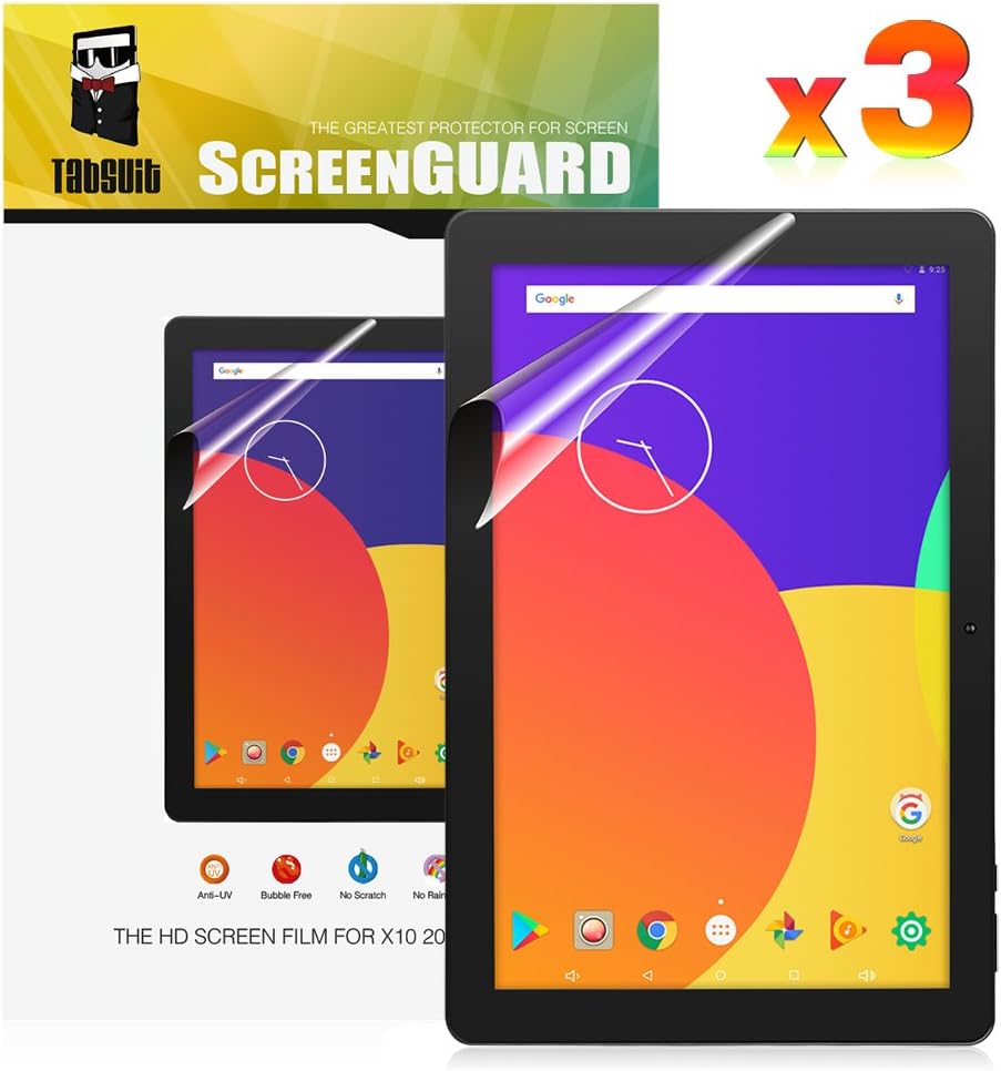 TabSuit Dragon Touch 10.1 Inch X10 Screen Protector Ultra-Clear of High Definition (HD)-3 Pack for Dragon Touch X10 10.1 Inch Tablet