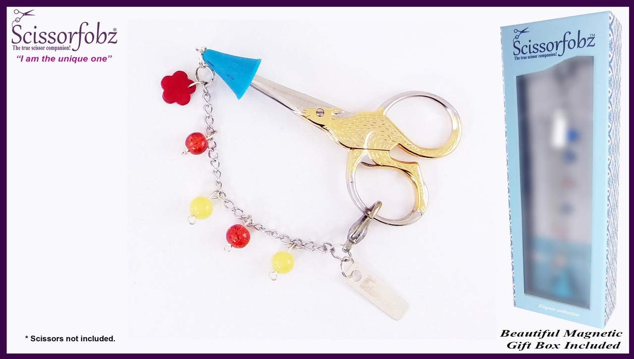 Scissors Fobs Elegant Collection - Key Ring Key chain Bracelet Wristlet Purse Backpack Bag Charm- Quilters Sewers Embroidery Gifts. Beautiful Gift Box Included. E15000336
