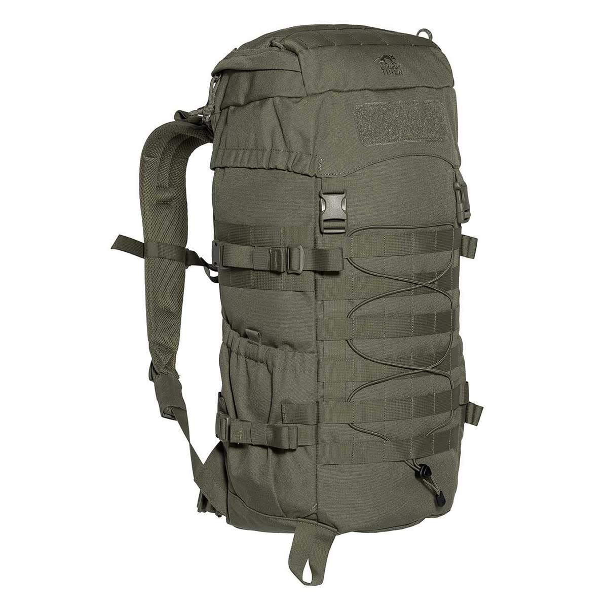 TACWRK x Tasmanian Tiger TT MIL OPS Pack 30 + TACWRK Fun Patch – pakiet z opcjonalnym TT Raincover S Molle plecak turystyczny męski o pojemności 30 litrów, do użytku na zewnątrz, do użytku na świeżym