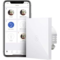 Interruptor Persiana Wifi Sin Neutro Meross Interruptor de Pared Táctil Wi-Fi, 1 Vía, 1 Canal, Compatible con Alexa, Asistente de Google, 2.4GHz (Se Requiere un Cable Neutral).