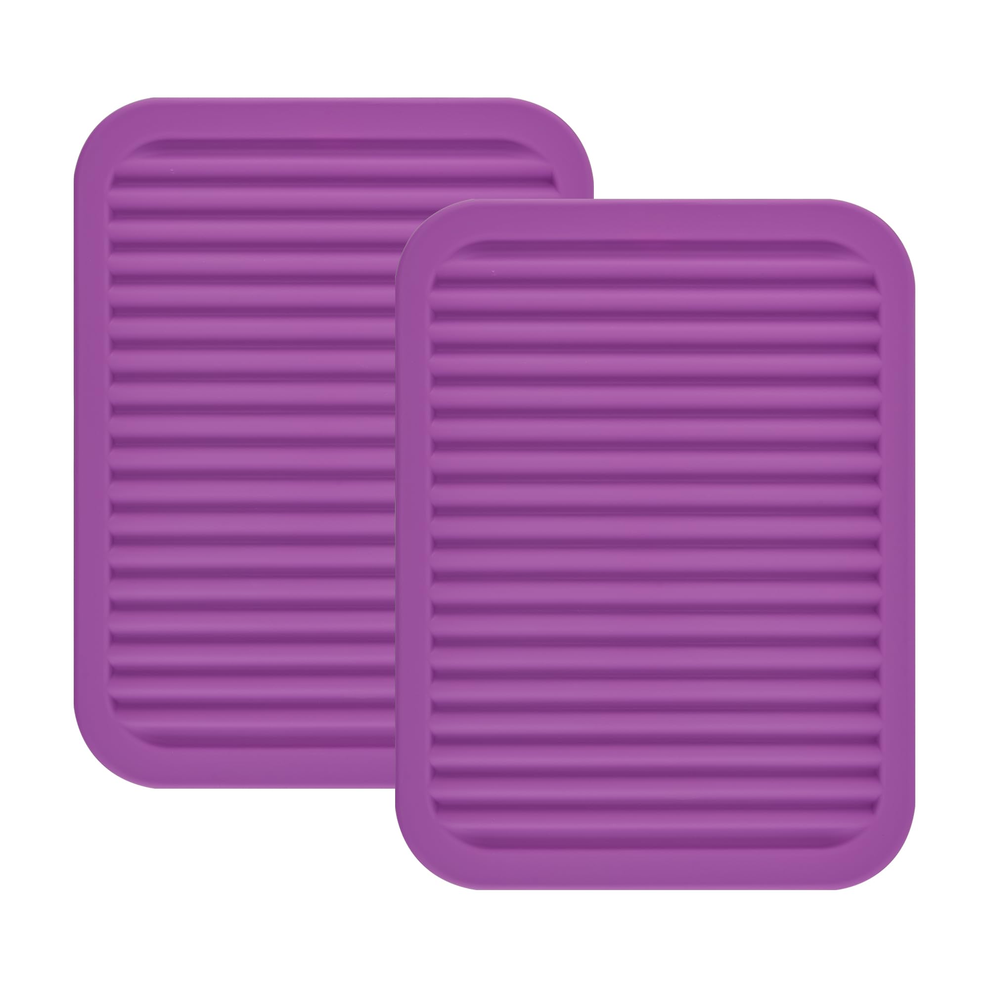 Silicone Trivets Set 2, Big Trivets for Hot Pots and Pans, Hot Pads for Kitchen Counter, Multi-Purpose & Versatile Trivet Mat, 9x12 Inch Silicone Pot Holders Heat Resistant Mat Purple