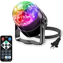Disco Ball with Remote Strobe Light, DJ Party Lighting for Home Room Dance Birthday Halloween Karaoke Stocking Stuffers New Years Eve Christmas Parties Decorations(1 Pack)
