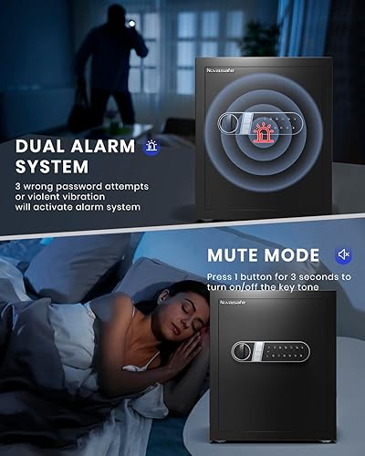 Miniatura 4 de Caja fuerte, caja fuerte para el hogar con llave y bolsa impermeable ignífuga, 2.0 pies cúbicos, caja fuerte para dinero en efectivo y oficina, caja