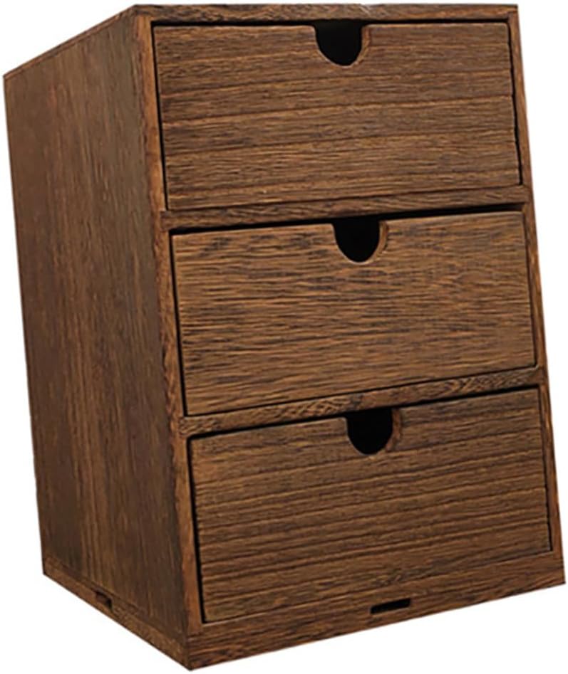 Angoily Wooden Multi-layer Storage Drawer Box with Spacious Layers Retro Desktop Organizer for Office and Living Material with Natural Grain Compact and Lightweight Sundry Sorting Case