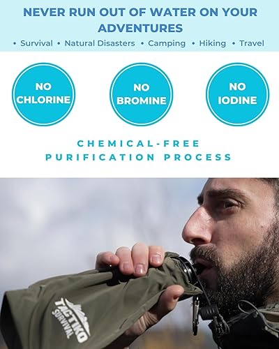 Miniatura 4 de Tactiko - Botella de agua purificadora de 25 onzas, membrana UF, filtro de carbón activado de 265 galones, bebida de ríos, arroyos, popote de filtro
