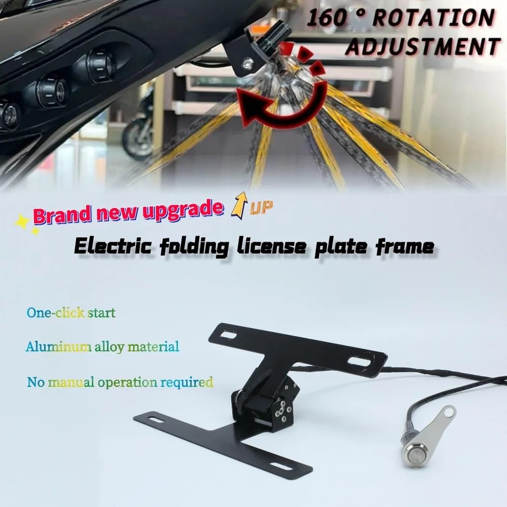 Portatarga Telaio targa pieghevole per moto per accessori neri da 144 mm a 183
