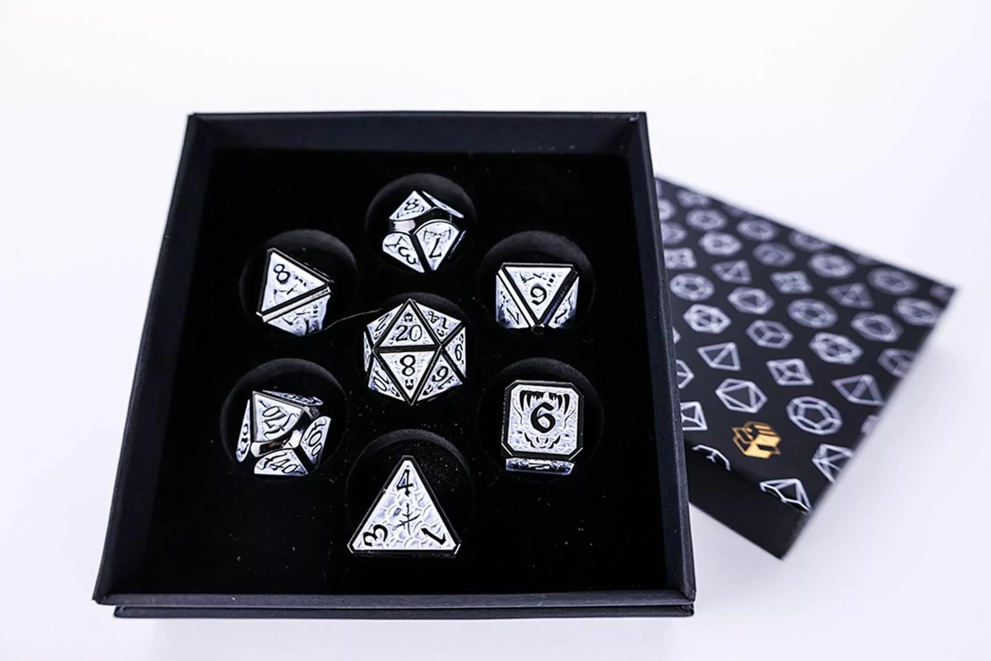 Juego de dados LPG - Metal RPG Draco Dark Light Blue/Silver