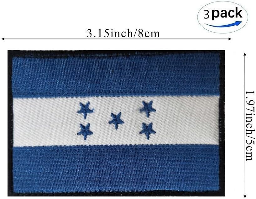 Miniatura 3 de JAVD Paquete de 3 parches de bandera de Honduras para sombreros, bolsas tácticas, chaquetas, parche de ropa transparente