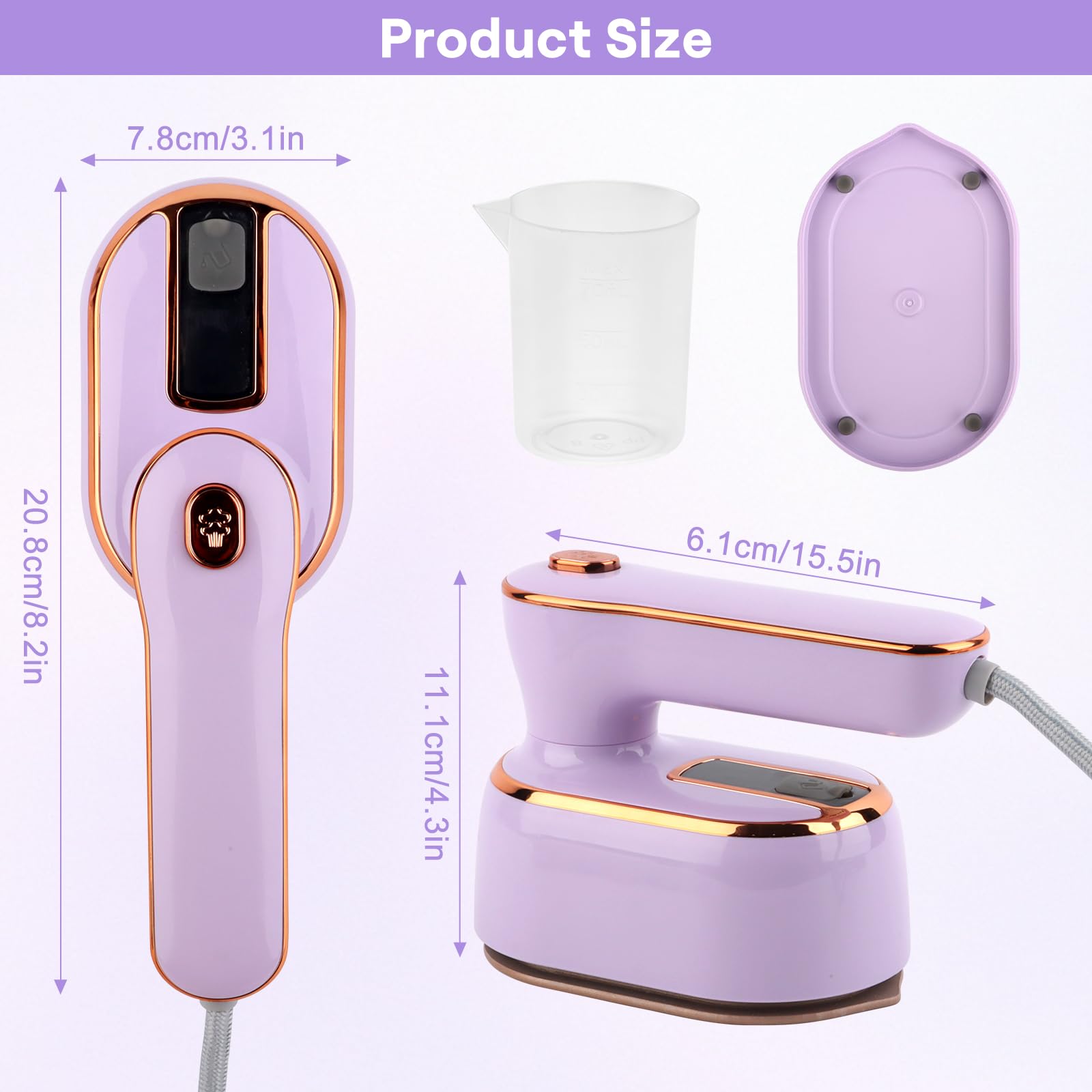 Ferro da Stiro da Viaggio, 1000W Mini Ferro da Stiro Portatile, Ferro da Stiro a Vapore a Secco e Bagnato, Mini Macchina da Stiro Riscaldamento Rapido 20S, con Serbatoio Dell'acqua da 100 Ml
