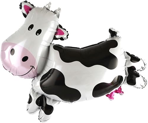 Miniatura 2 de 12 globos de aluminio Mylar con forma de vaca, suministros de fiesta de cumpleaños con temática de vaca animal, 14 pulgadas