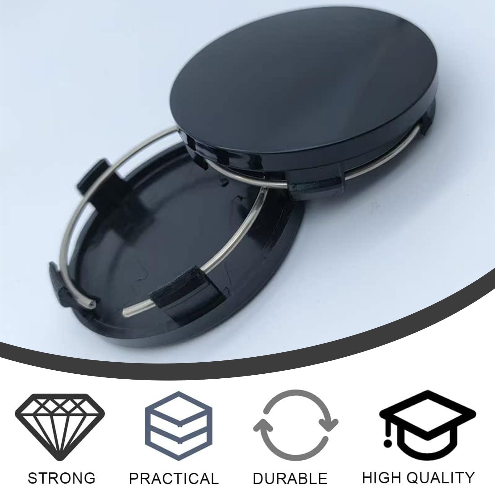 4 Coprimozzi Universali Argento - Per Cerchioni Auto 60mm Diametro Interno 56mm