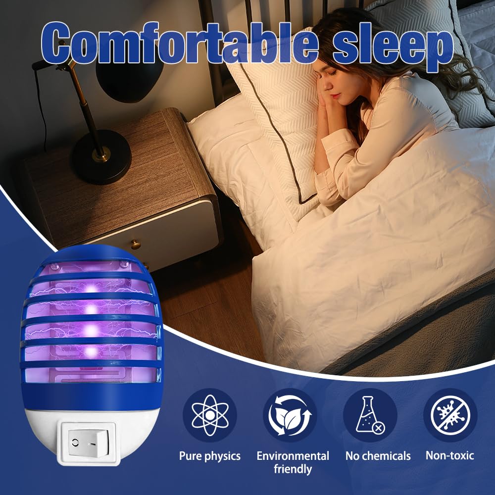 4 Piezas Lámpara Antimosquitos, Matamoscas Eléctrico, Lámpara Antimosquitos con Luz UV, Trampa Eléctrica para Mosquitos, Protección contra Mosquitos de Enchufe para Moscas, Mosquitos, Polillas, para