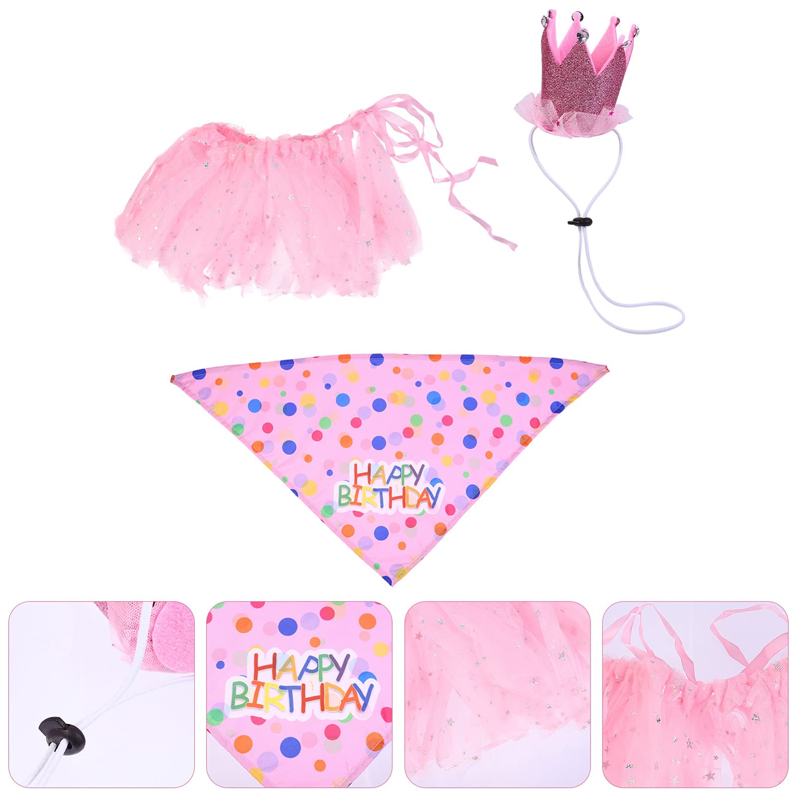 POPETPOP 9pièces Costume Anniversaire pour Chien Ensemble avec Chapeau Jupe Et Bandana pour Fête Anniversaire