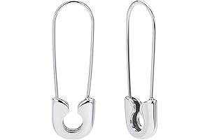 14K Gold Silver Pin Earrings: Safety Pin Earrings for Women