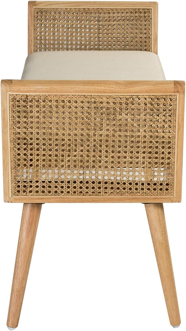 Buy HULALA HOME End of Bed Bench with Rattan Design & Wooden Legs